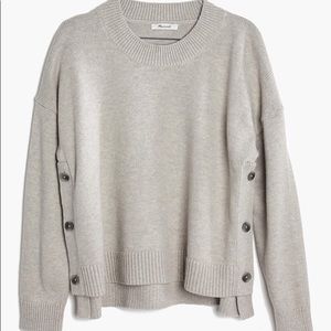 Madewell side button sweater light gray sz S